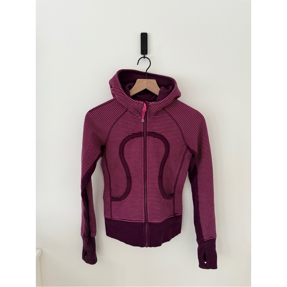 Lululemon Scuba Zip Up Hoodie Striped Monochrome Pink Size XS/S